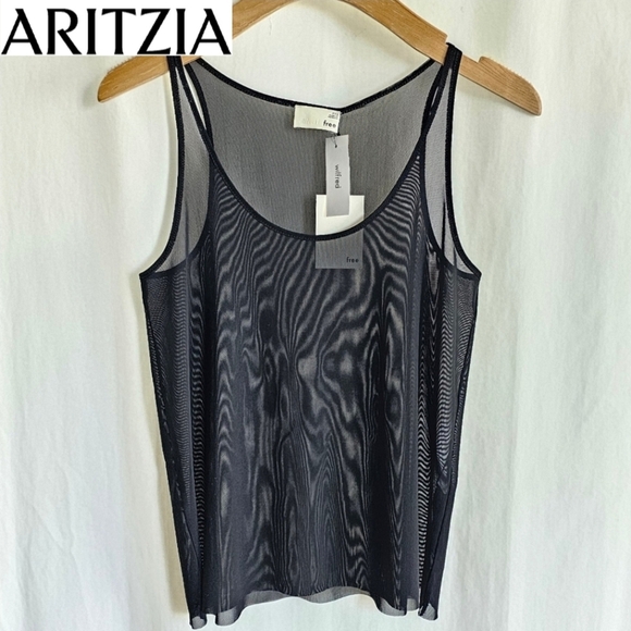 🇨🇦 Aritzia Wilfred Free McNally Black Sheer Mesh Tank Top - Picture 15 of 15